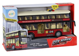 Autobus Piętrowy Miejski Światła Dźwięki Czerwony 1:16