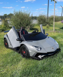 Auto na akumulator XXL Lamborghini Aventador SV STRONG 200W bezszczotkowy silnik 24V Szary / Srebrny