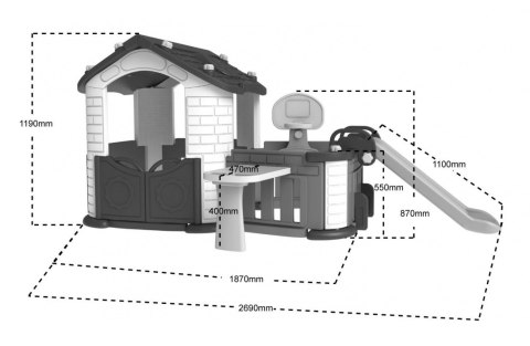 Duży Dom Z Przedsionkiem 5w1 Niebieski Dach
