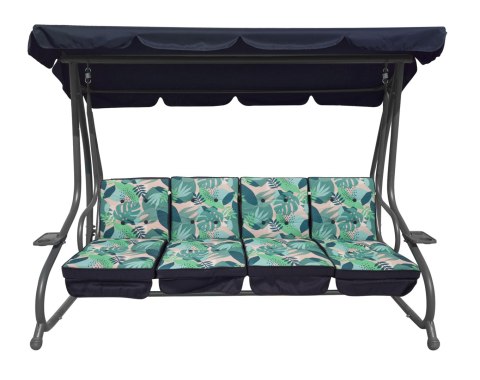 Ogromna Huśtawka Ogrodowa Siedzisko Plecionka 2x1 Liście Monstery