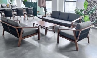 Meble Ogrodowe Aluminiowe Dwie Sofy + Fotel + Stolik