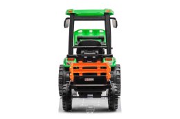 Wielki traktor na akumulator TITAN 24V 2x200W z przyczepką łyżką + kabina zielony