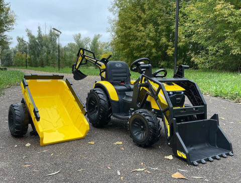 Wielki traktor/koparka na akumulator 720-T z przyczepką 24V 2x200W + POWIĘKSZONY AKUMULATOR [SX2068]