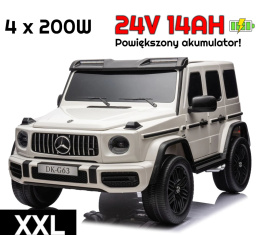 Auto na akumulator Mercedes Benz G63 AMG GIGANT XXL 4x200W 24V Biały + POWIĘKSZONY AKUMULATOR 24V 14Ah