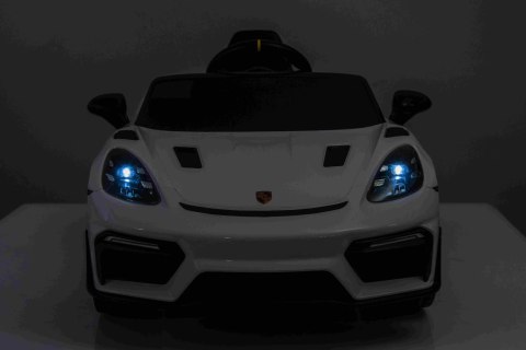Autko na akumulator Porsche 718 Biały + Pilot MP3 światła pasy