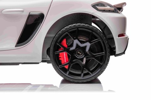 Autko na akumulator Porsche 718 Biały + Dotykowy EKRAN MP4 Pilot MP3 światła pasy
