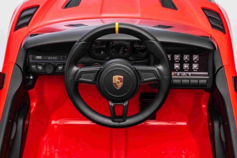 Autko na akumulator Porsche 718 LAKIEROWANY Czerwony + Pilot MP3 światła pasy