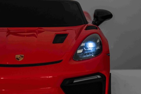 Autko na akumulator Porsche 718 LAKIEROWANY Czerwony + Pilot MP3 światła pasy