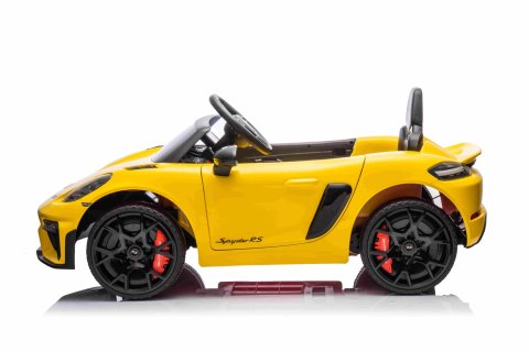 Autko na akumulator Porsche 718 LAKIEROWANY Żółty + Pilot MP3 światła pasy