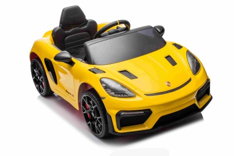 Autko na akumulator Porsche 718 Żółty + Pilot MP3 światła pasy