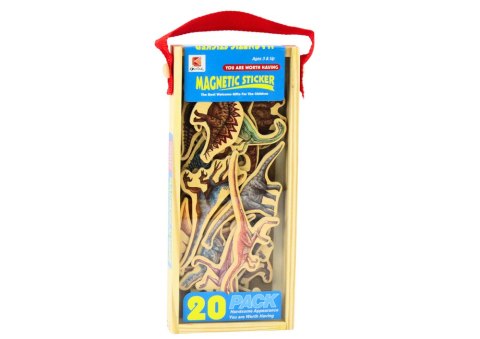 Zestaw Magnesy Drewniane Dinozaury 20 Sztuk Kolorowe