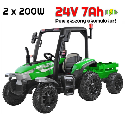 Wielki traktor na akumulator z przyczepką BLAST 2x200W 24V