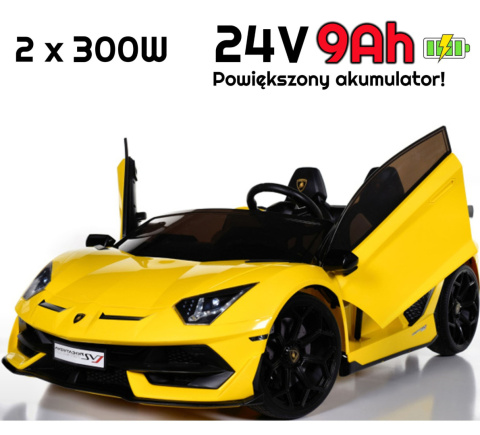 LICENCJONOWANY LAMBORGHINI AVENTADOR SVJ DLA 2 DZIECI, FUNKCJA DRIFTU MIĘKKIE SIEDZENIE, MIĘKKIE KOŁA/SX2028 2x300W