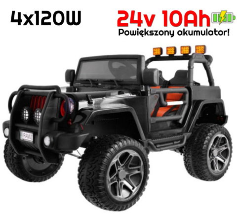 MEGA JEEP MONSTER 4X4 Z REDUKTOREM NAPĘDU EXCLUSIVE 24 V, 480 WAT, WOLNY START,MIĘKKIE KOŁA /WXE1688-24V