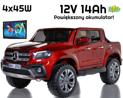 Auto na akumulator MERCEDES X-CLASS + MP4 4x45W 12V14Ah Czerwony