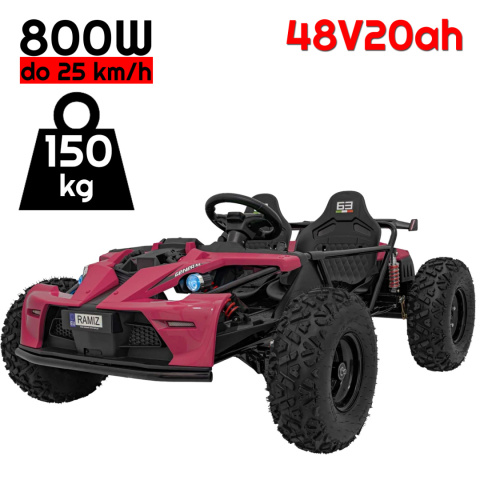 Wielkie BUGGY 2os. GENERAL do 150KG gokart do 25km/h Różowy