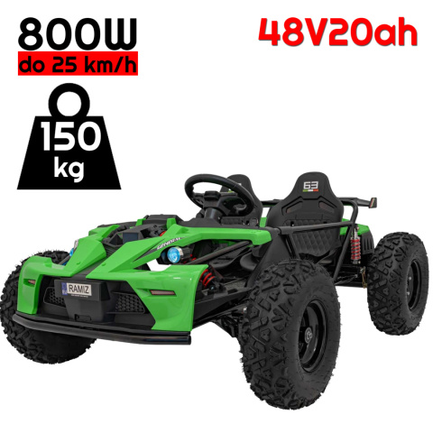 Wielkie BUGGY 2os. GENERAL do 150KG gokart do 25km/h Zielony