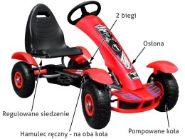 Duży Gokart Pompowane Koła Czerwony