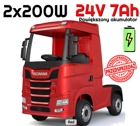 Pojazd TIR Ciężarówka Scania R-SERIE 24V 2x200W Czerwona