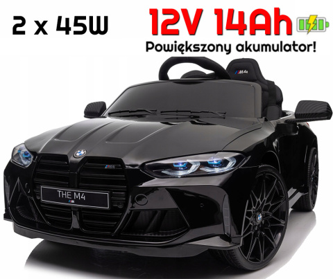 Auto Na Akumulator Bmw M4 Czarne 2x45W + 12V 14Ah POWIĘKSZONY AKUMULATOR