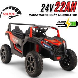 Buggy ATV Strong Racing dla 2 dzieci Czerwony + Silnik bezszczotkowy + Pompowane koła + POWIĘKSZONY AKUMULATOR 24V 22AH