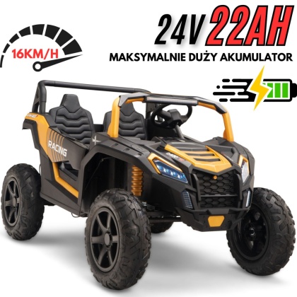 Buggy ATV Strong Racing dla 2 dzieci Złoty + Silnik bezszczotkowy + Pompowane koła + POWIĘKSZONY AKUMULATOR 24V 20AH