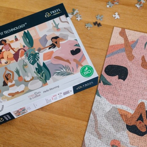PUZZLE TREFL PRIME UFT 1000 - Yoga, Cats and Coffee kolaż Hello Morning 10694