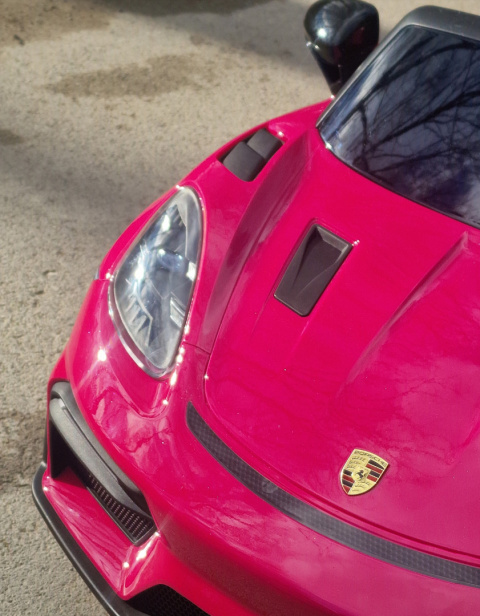 Autko na akumulator Porsche 718 LAKIEROWANY Różowy + Pilot MP3 światła pasy