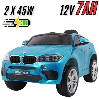 Auto na akumulator BMW X6M Lakierowany Niebieski 2x45W + PILOT + SKÓRA