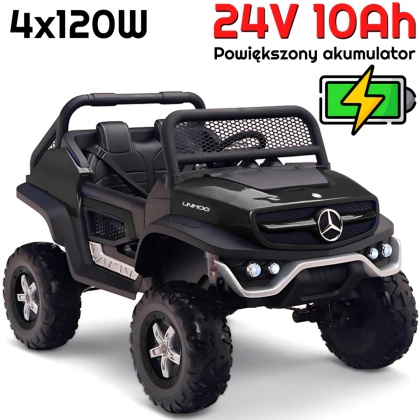 PREMIUM Auto na akumulator Mercedes BENZ UNIMOG STRONG4x4 24V10Ah + PILOT MP3 SKÓRA
