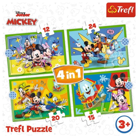 Puzzle - "4w1 (12, 15, 20, 24)" - Wśród przyjaciół / Disney Mickey Mouse Funhouse 34616