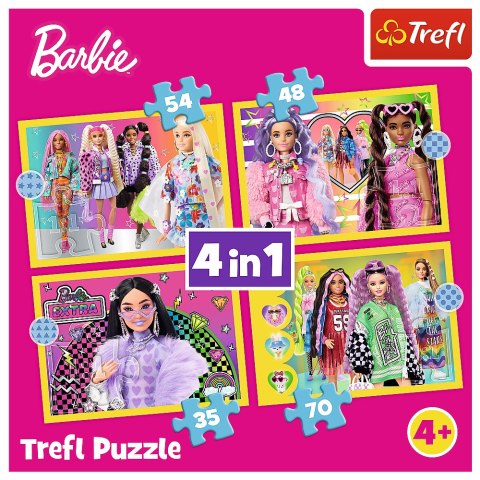 Puzzle - "4w1" - Wesoły świat Barbie / Mattel, Barbie 34626