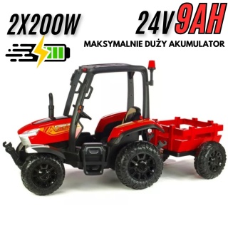 Wielki traktor na akumulator BLAST 24V9Ah 2x200W - POWIĘKSZONY AKUMULATOR!