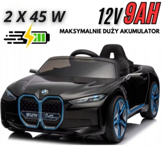 Auto Na Akumulator BMW I4 2x4 Czarne 12V9Ah - POWIĘKSZONY AKUMULATOR