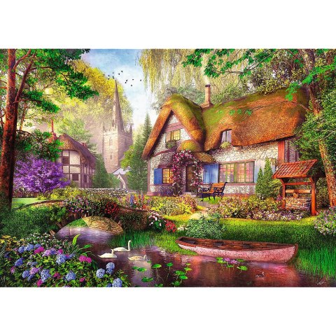 Puzzle- 1000 Premium Plus - Tea Time: Urocza chatka w lesieFSC Mix 70% 10804