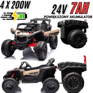 ZESTAW Auto + PRZYCZEPA Buggy Can-am MAVERICK 4x200W 24V DK-CA003 Khaki