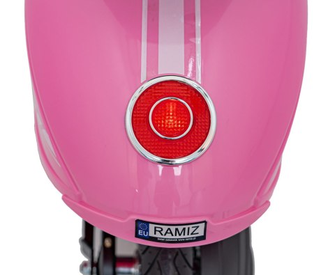 Motorek Skuter na akumulator 24V10Ah o mocy 350W + pompowane koła Retro 23 Różowy