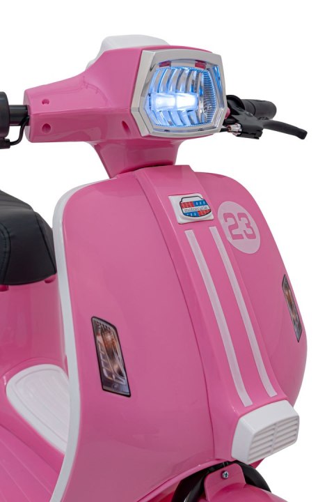 Motorek Skuter na akumulator 24V10Ah o mocy 350W + pompowane koła Retro 23 Różowy