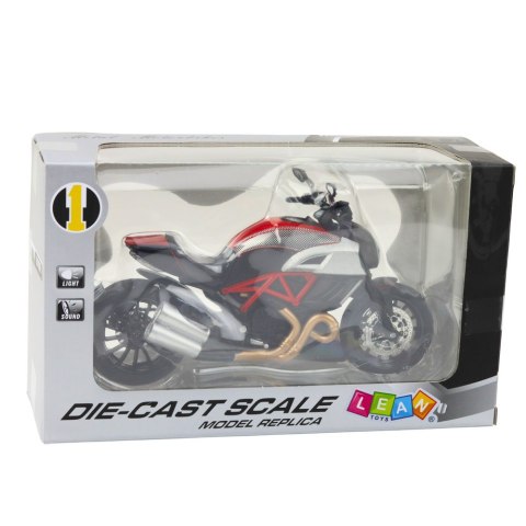 Motocykl Sportowy Metalowy Światła Dźwięki Złote Czerwone Elementy 1:12