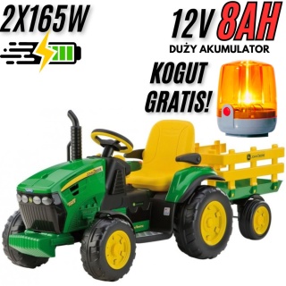 JOHN DEERE traktor z przyczepką na akumulator + SYGNALIZATOR GRATIS!