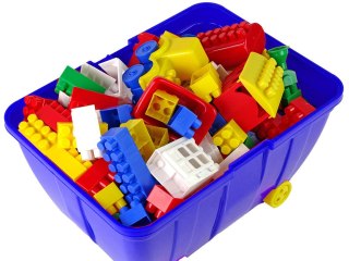 Kuferek Mały z Kolorowymi Klockami K2 180 Elementów Niebieski