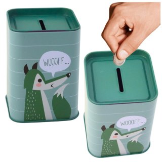 Skarbonka Lisek Metalowa Nauka Oszczędzania Zielona 11x8cm