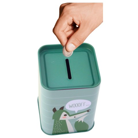 Skarbonka Lisek Metalowa Nauka Oszczędzania Zielona 11x8cm