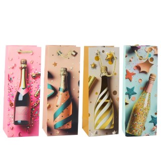 Torba Prezentowa Papierowa Na Butelkę Szampan Pastelowa 35 x 12 x 9 cm