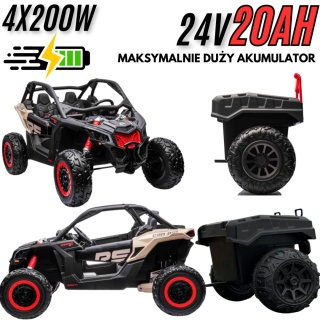ZESTAW Buggy CAN-AM Maverick + Przyczepa auto na akumulator 4x200W 24V20AH