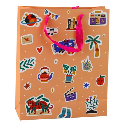 Torba Prezentowa Naklejki Kolorowe Znaczki 32 x 26 x 12 cm