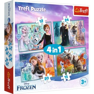 Puzzle - 4w1 (12, 15, 20, 24) - Niezwykły świat Frozen - Trefl 34381