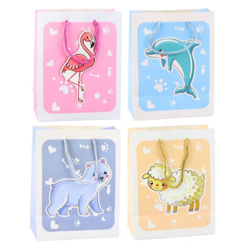 Torba Prezentowa Zwierzęta 3D Pastelowe 23x 18 x 10cm