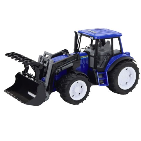 Traktor Farmerski Z Ruchomą Łyżką Światła Dźwięki Niebieski 1:18