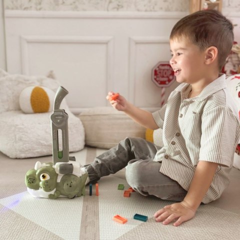 WOOPIE Elektryczna Ciuchcia Lokomotywa do Klocków Domino Dinozaur Pomarańczowy - 8 szt.